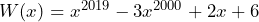 W(x)=x^{2019}-3x^{2000}+2x+6